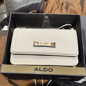 Aldo Cream Clutch with Gold Accents